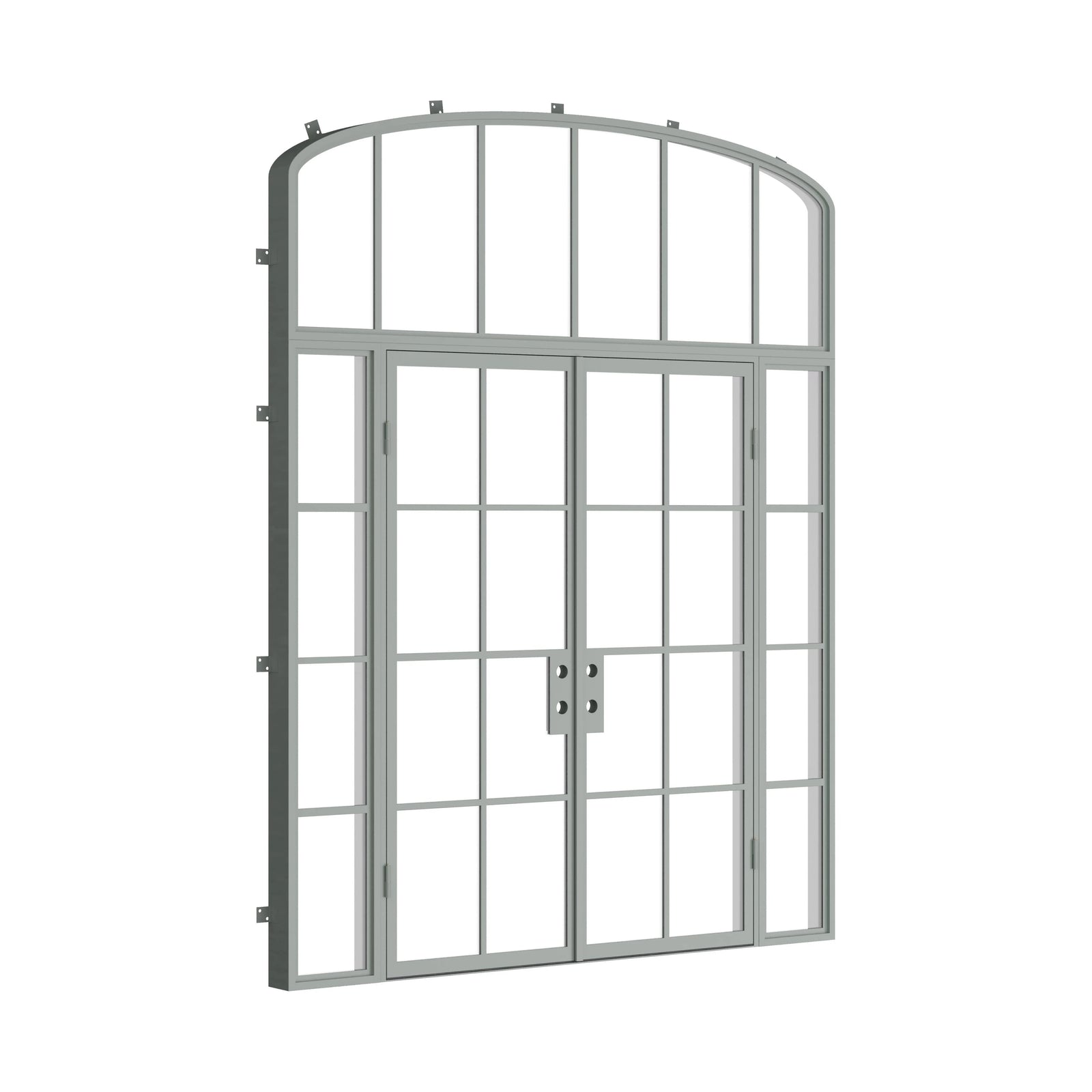 Pinkys Air 5 steel door, double, flat, with side windows, with a mini-arch top window, closed