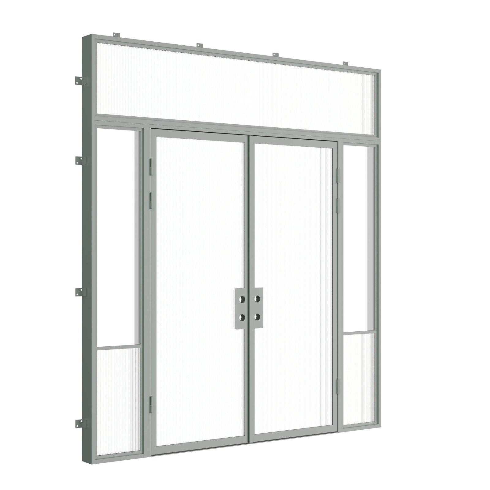 Pinkys Air Grand steel door, double, flat, with side windows, with a flat top window, closed