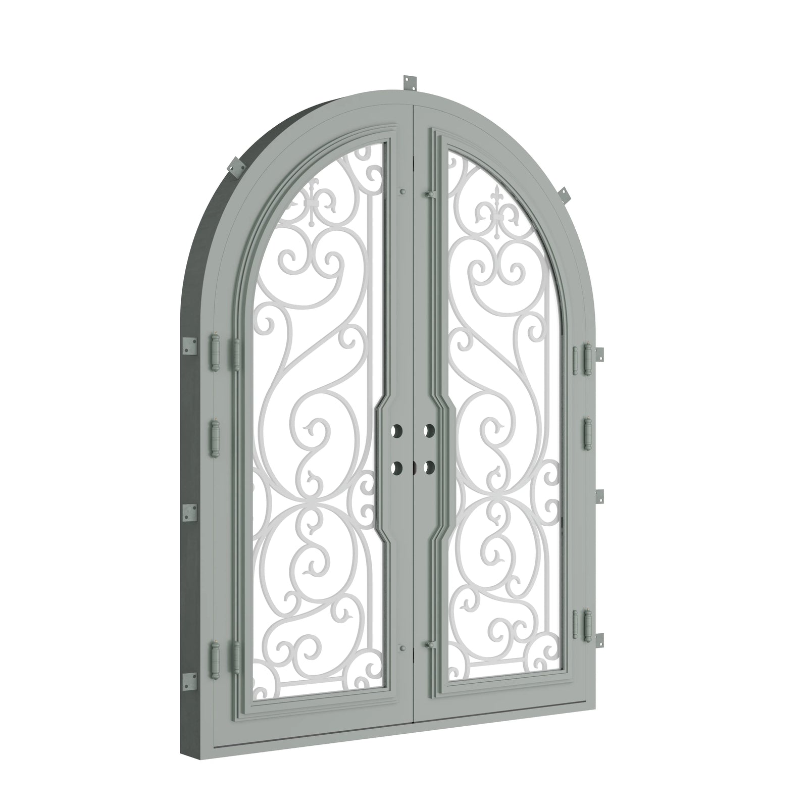 Pinkys Hills steel door, double, full arch, closed