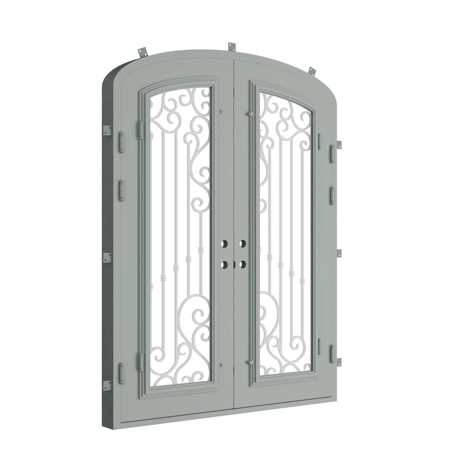 Pinkys Paris steel door, double, arch, closed