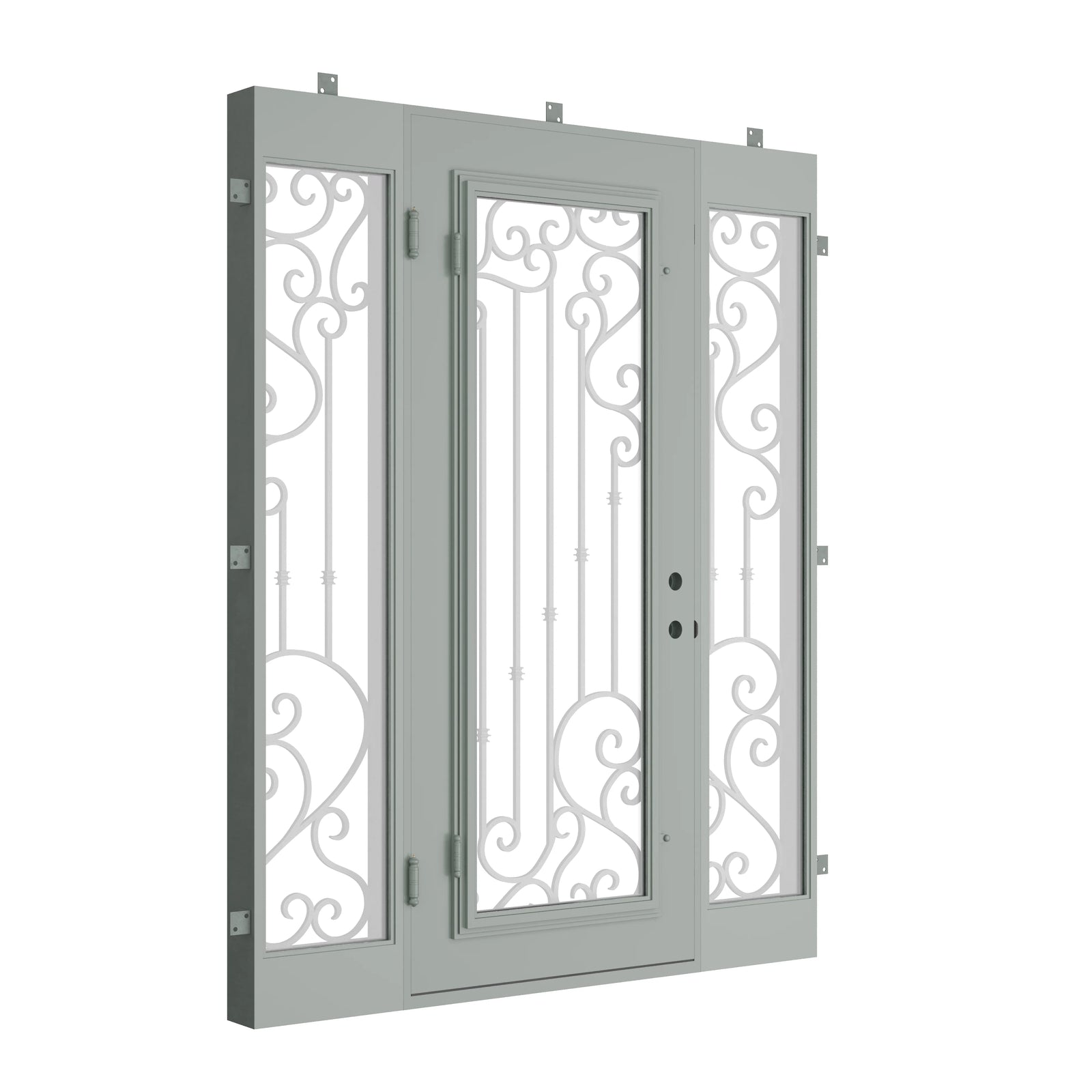 Pinkys Paris steel door, single, flat, with side windows, closed