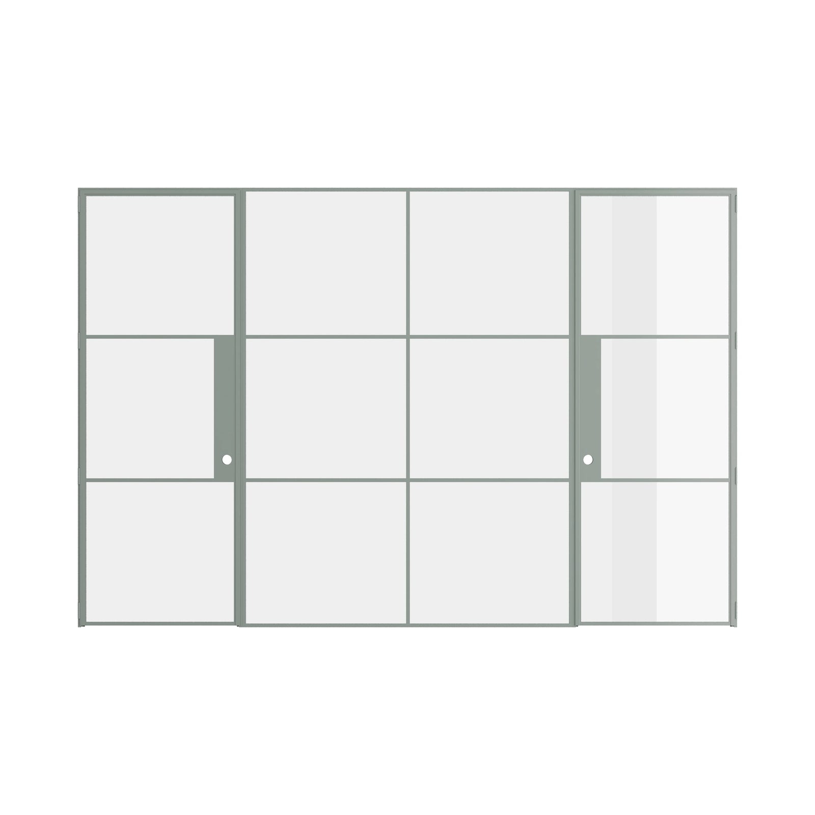 Pinkys Air 4 interior steel door, dual single, with a fixed middle panel, closed