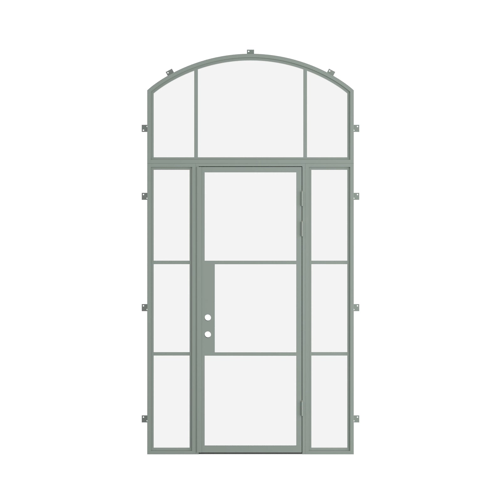 Pinkys Air 4 steel door, single, flat, with side windows, with an arch top window, closed