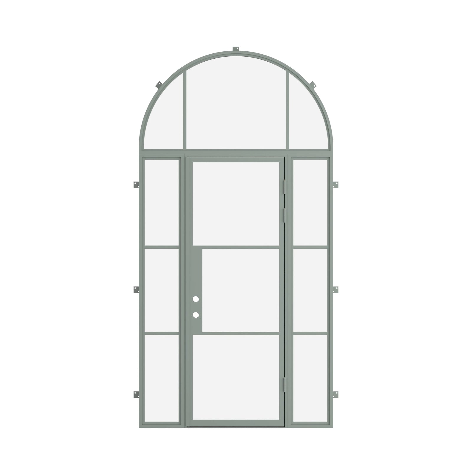 Pinkys Air 4 steel door, single, flat, with side windows, with a full-arch top window, closed