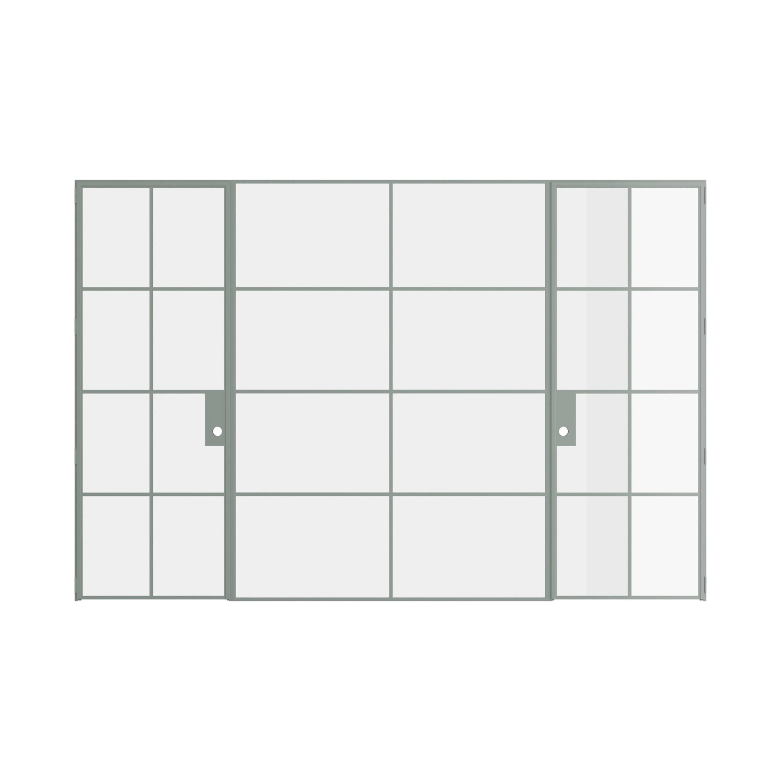Pinkys Air 5 interior steel door, dual single, with a fixed middle panel, closed