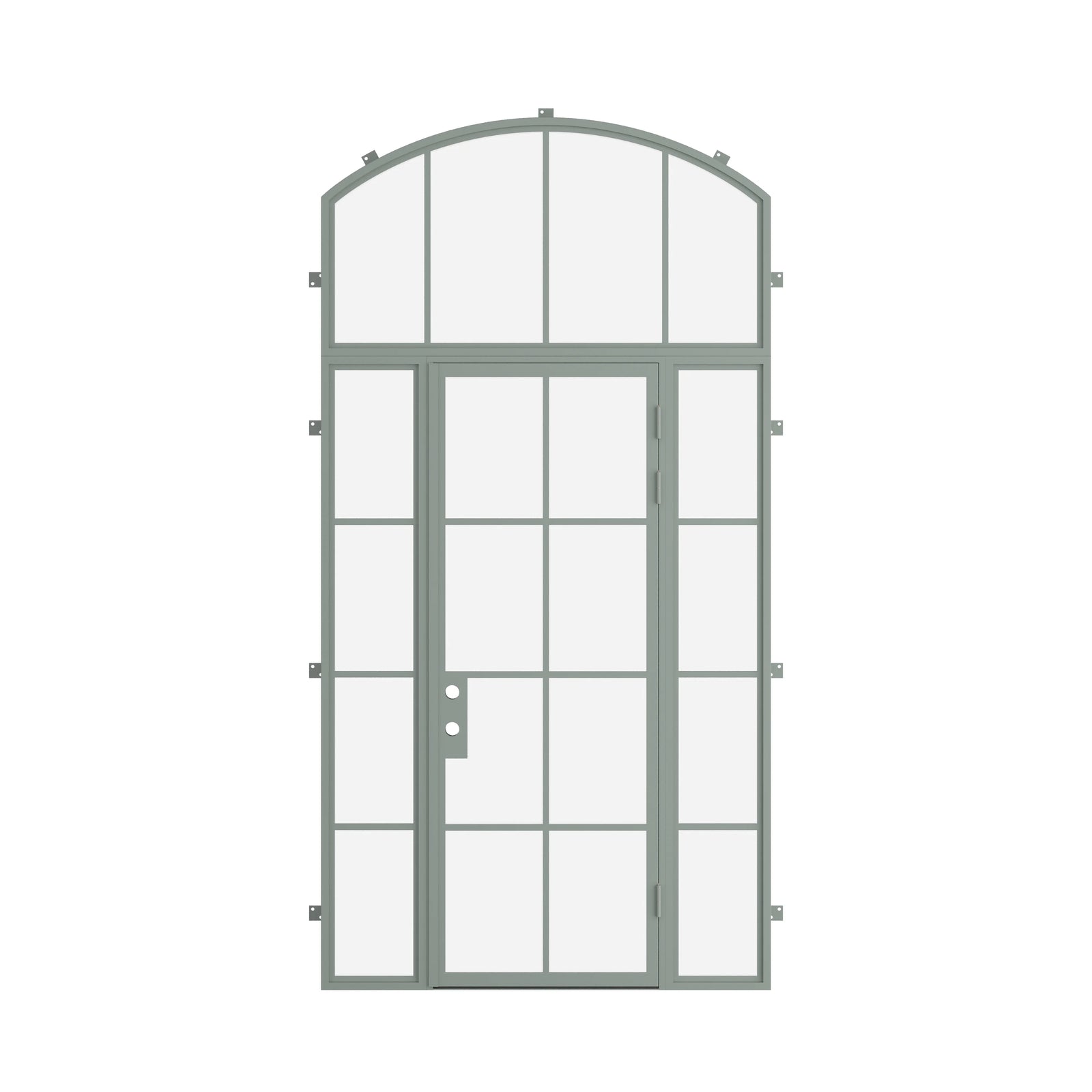 Pinkys Air 5 steel door, single, flat, with side windows, with an arch top window, closed