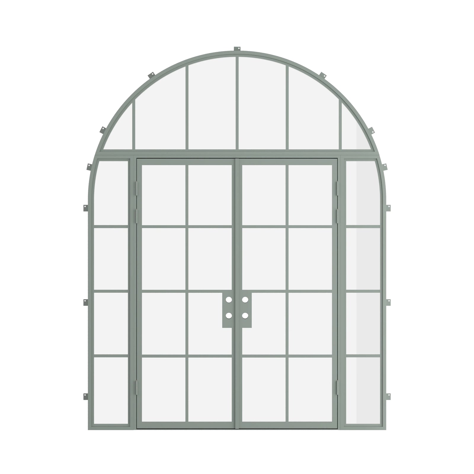 Pinkys Air 5 steel door, double, flat, with side windows, with a full-arch top window, closed