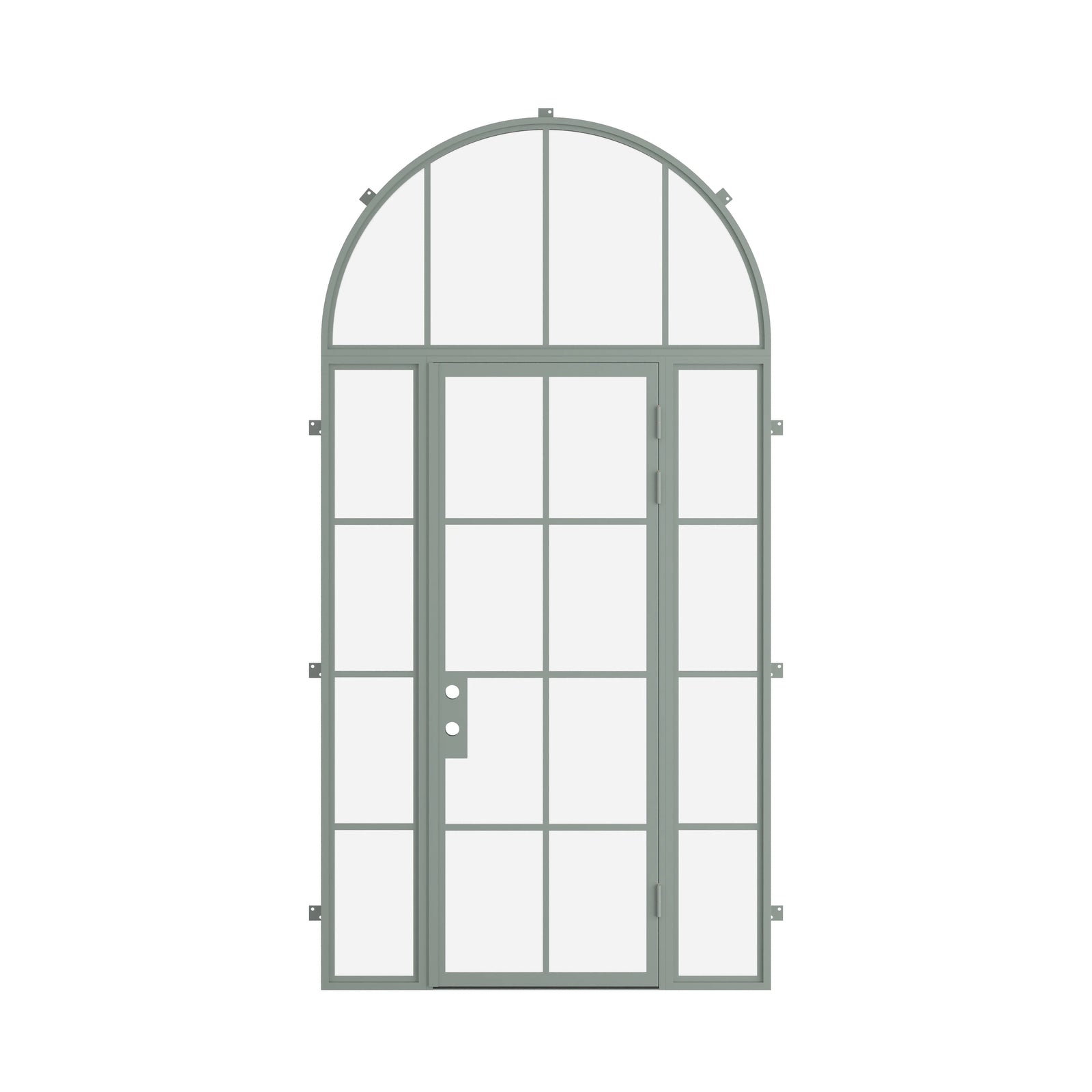 Pinkys Air 5 steel door, single, flat, with side windows, with a full-arch top window, closed