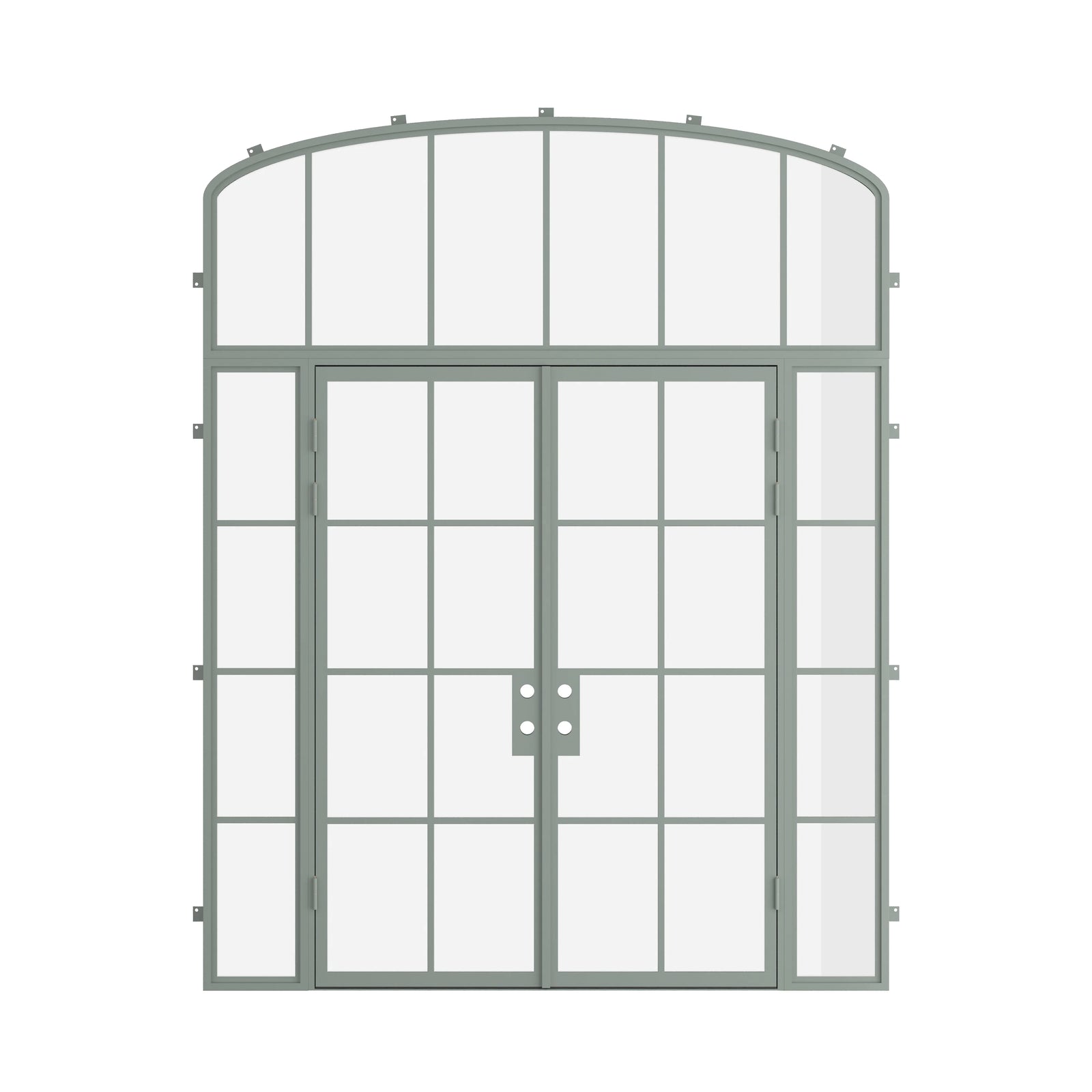 Pinkys Air 5 steel door, double, flat, with side windows, with a mini-arch top window, closed