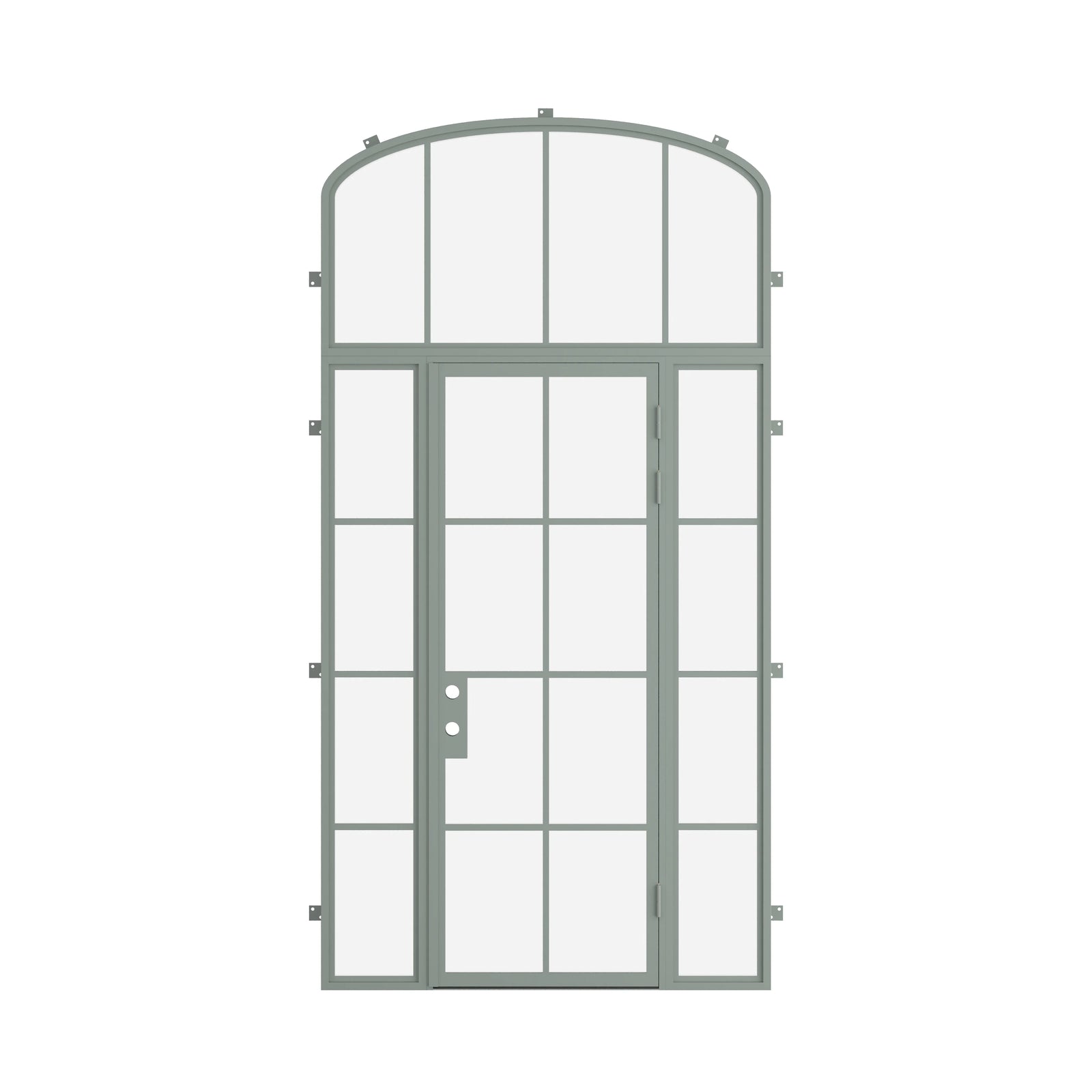 Pinkys Air 5 steel door, single, flat, with side windows, with a mini-arch top window, closed
