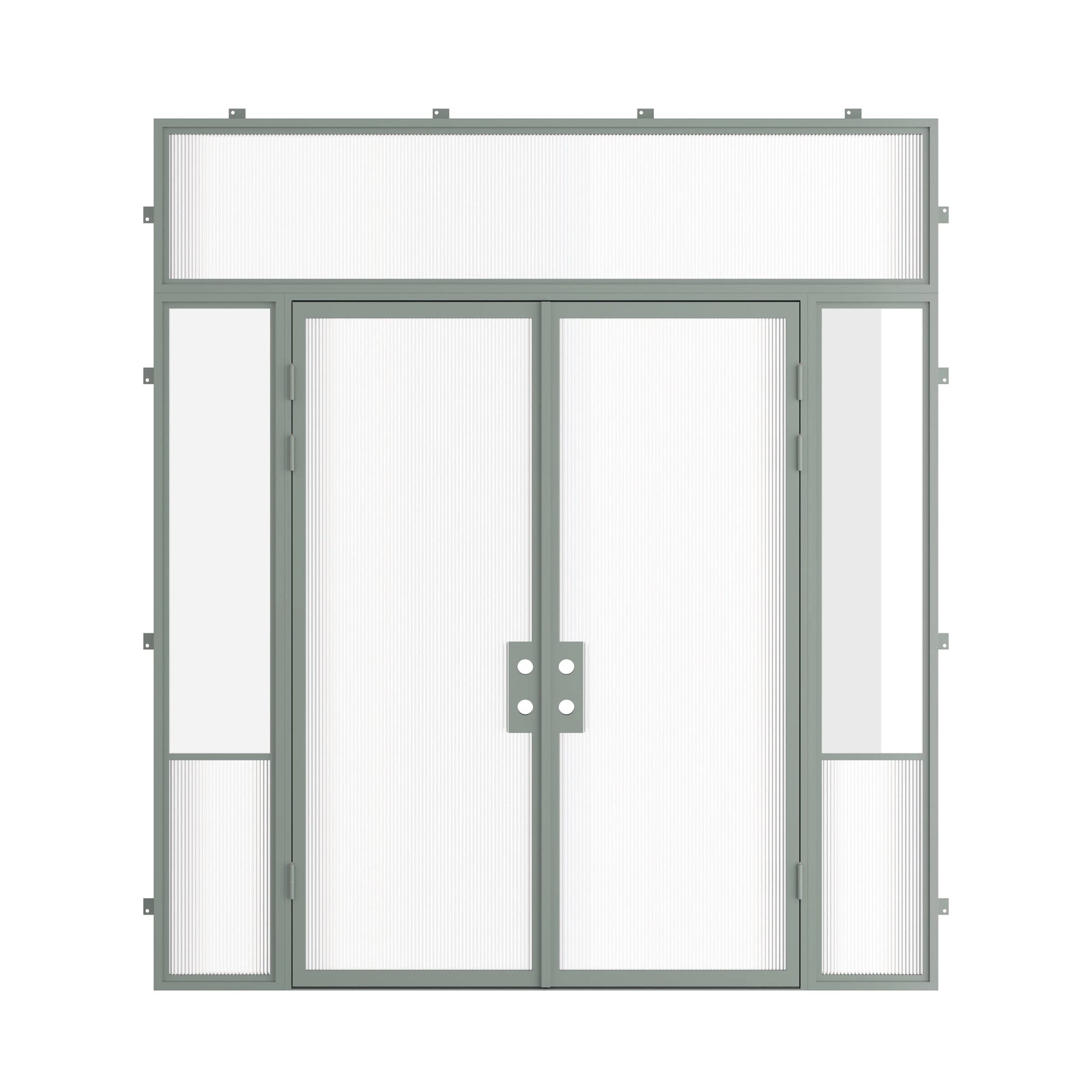 Pinkys Air Grand steel door, double, flat, with side windows, with a flat top window, closed