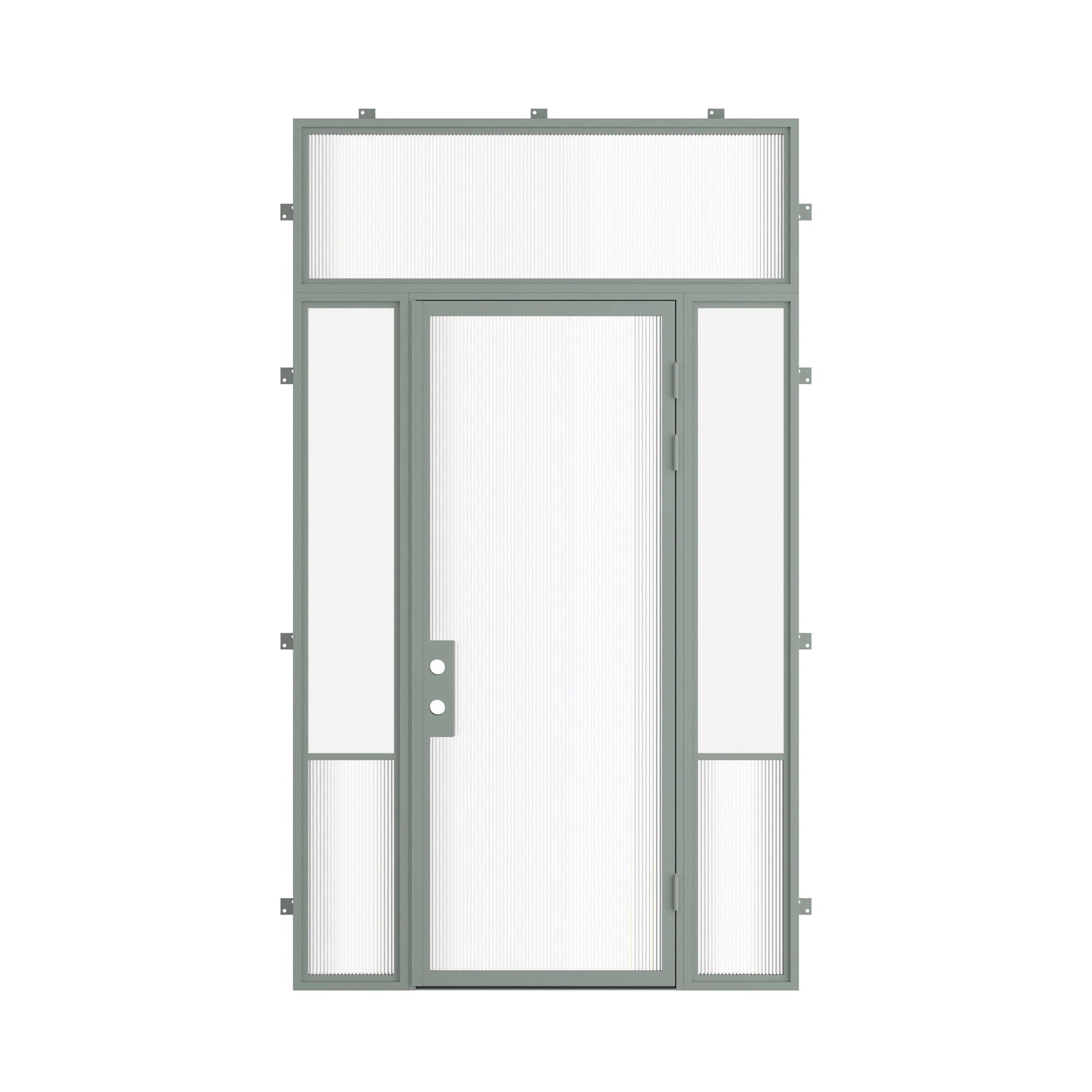 Pinkys Air Grand steel door, single, flat, with side windows, with a flat top window, closed