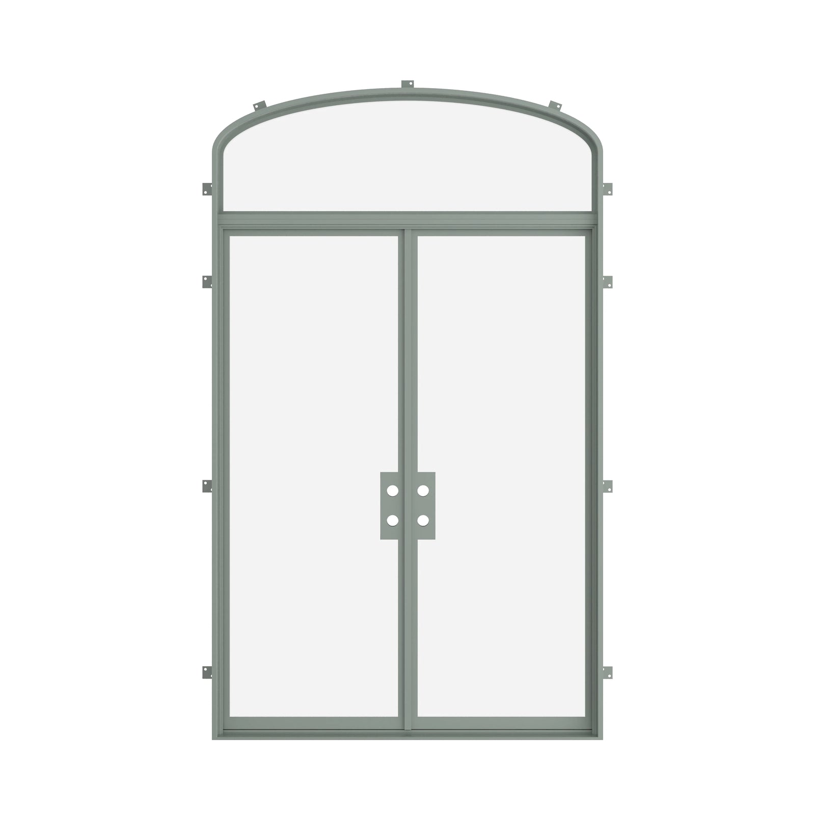 Pinkys Air Lite steel door, double, flat, with a mini-arch top window, closed