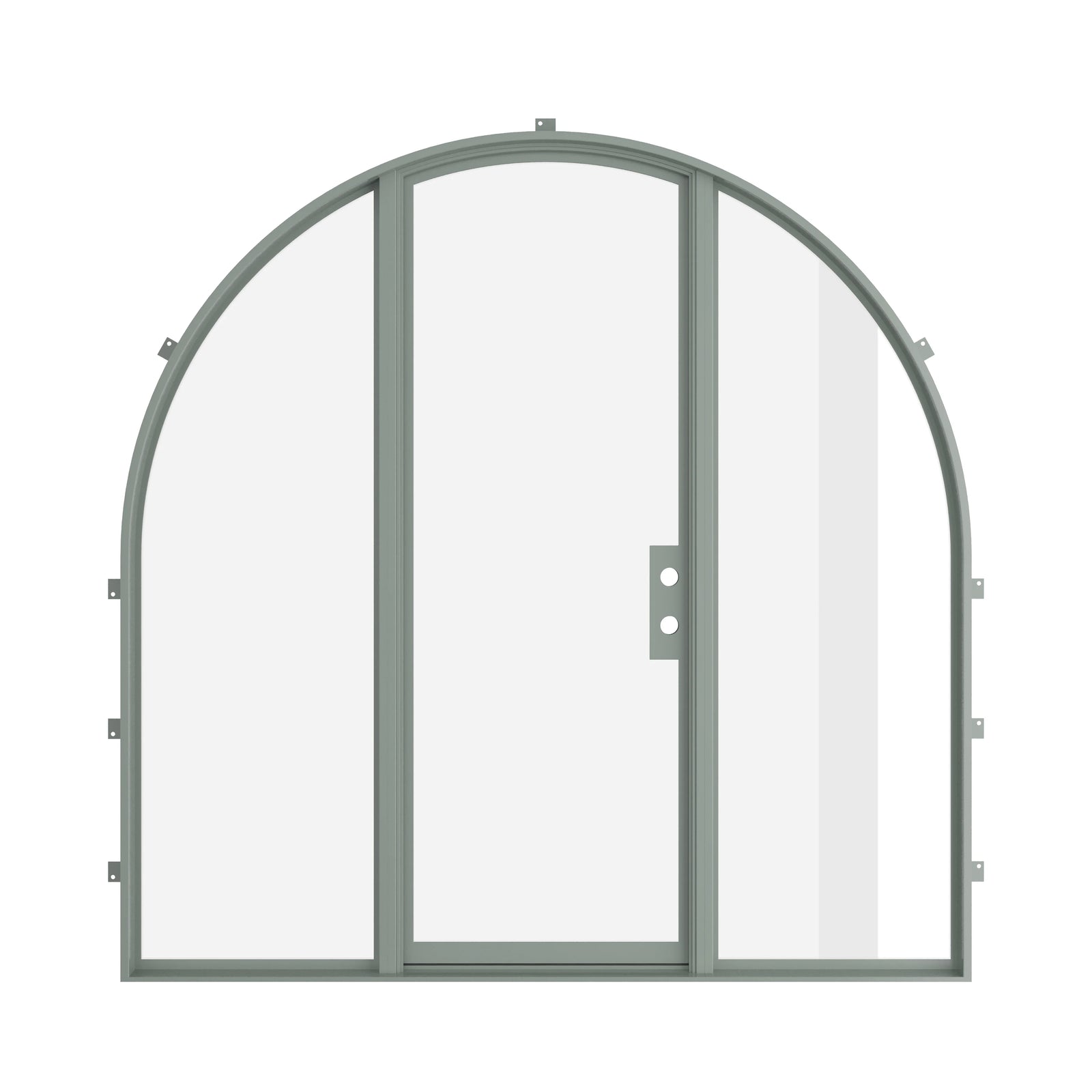 Pinkys Air Lite steel door, single, full arch, with side windows, closed