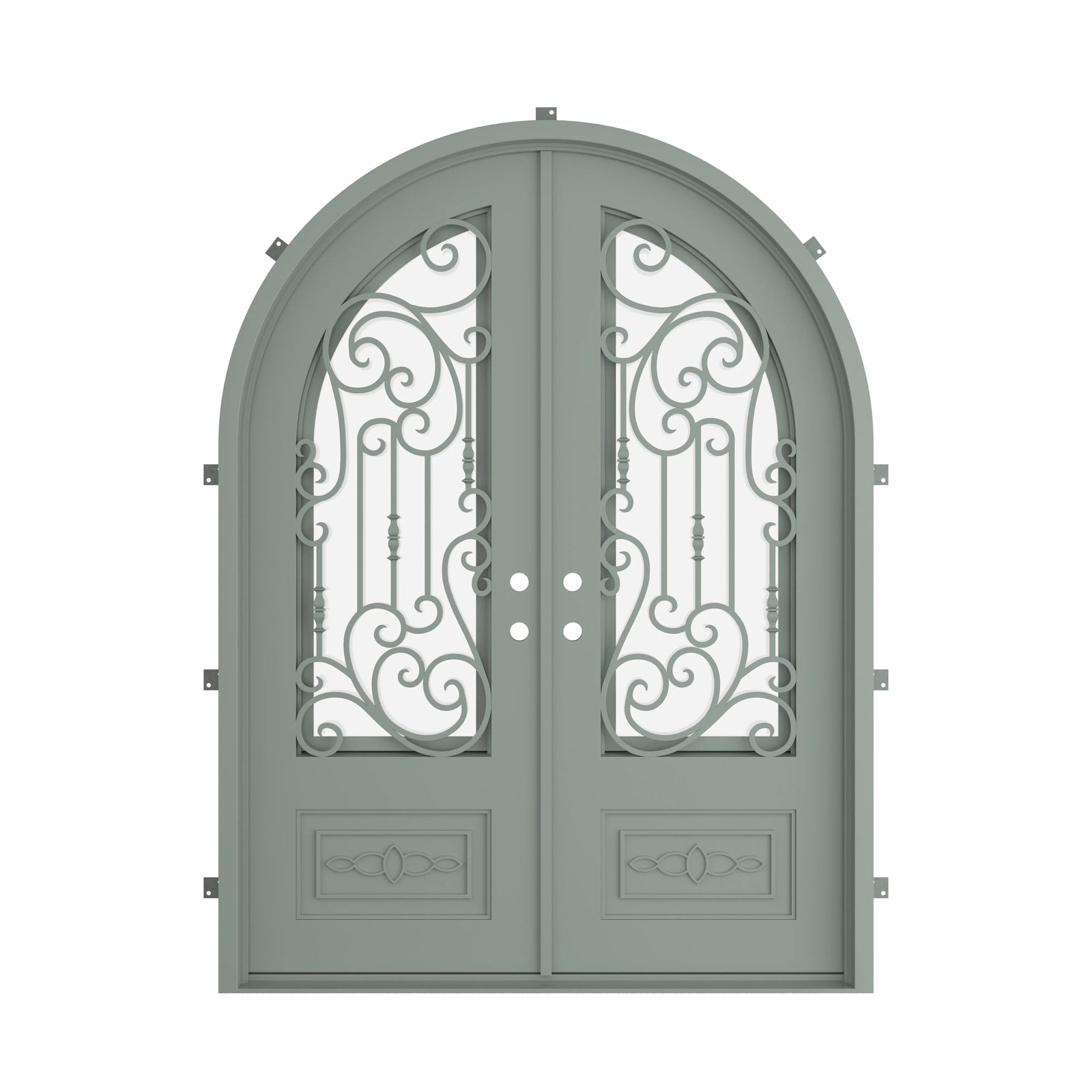 Pinkys Golden Gate steel door, double, full arch, closed