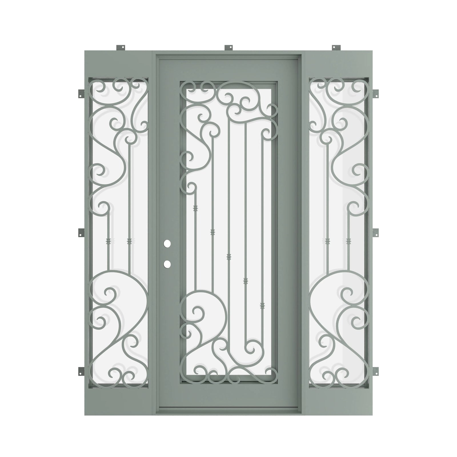 Pinkys Paris steel door, single, flat, with side windows, closed