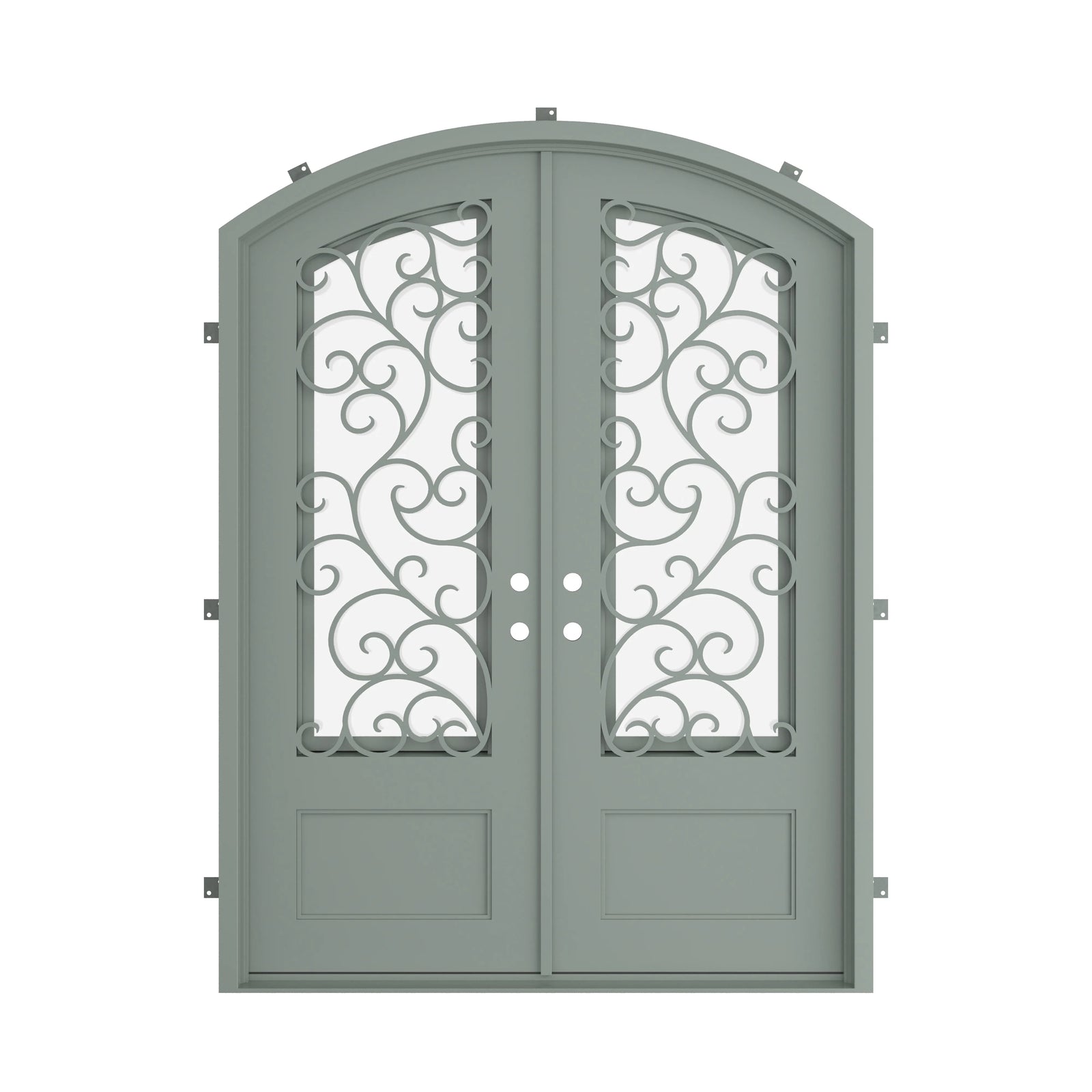 Pinkys Story steel door, double, arch, closed