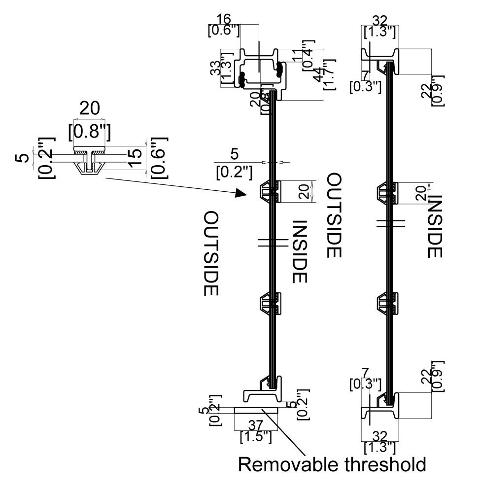 Cut Sheet for Double Interior Steel Doors with Single Side Window 01