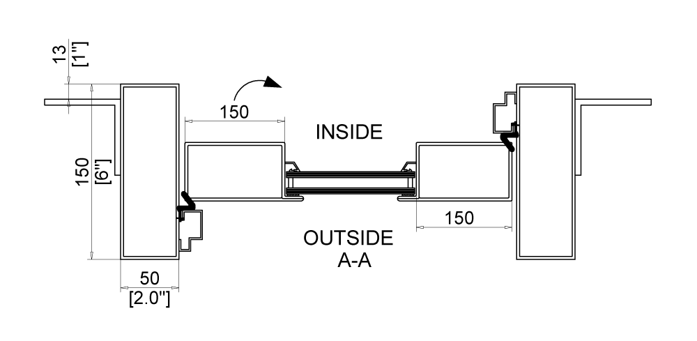 In Swing Pivot Door Top View Cut Sheet