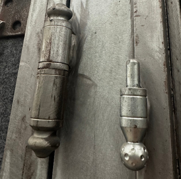 Closeup of unfinished Iron Door Hinge