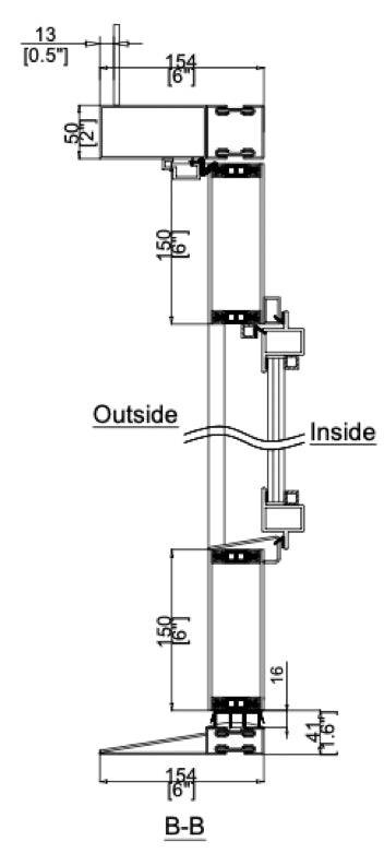Iron Double Door with Thermal Break (Inswing) Cut Sheet Side View