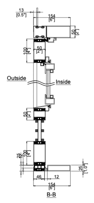 Iron Double Door with Thermal Break (Outswing) Cut Sheet Side View