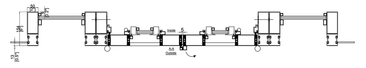Iron Double Door with Thermal Break and Side Windows (Outswing) Cut Sheet Top View