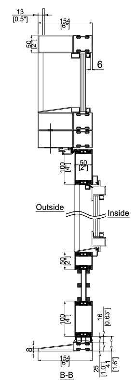 Iron Double Door with Thermal Break and Top Window (Inswing) Cut Sheet Side View 