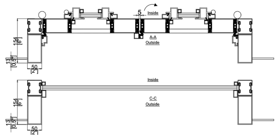 Iron Double Door with Thermal Break and Top Window (Inswing) Cut Sheet Top View