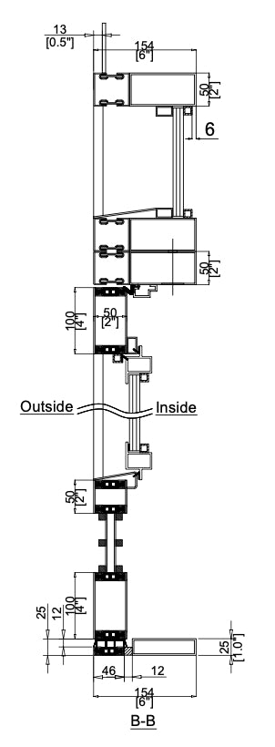 Iron Double Door with Thermal Break and Top Window (Outswing) Cut Sheet Side View