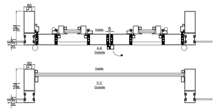 Iron Double Door with Thermal Break and Top Window (Outswing) Cut Sheet Top View