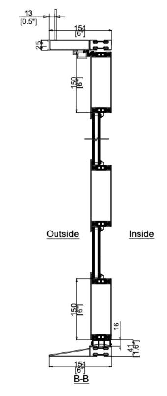 Iron Single Door with Thermal Break (Inswing) Cut Sheet Side View