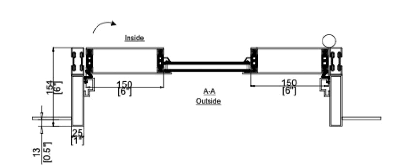 Iron Single Door with Thermal Break (Inswing) Cut Sheet Top View