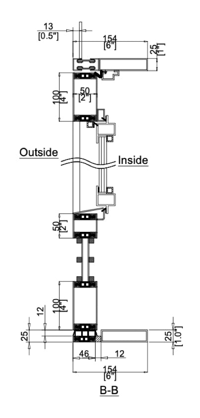 Iron Single Door with Thermal Break (Outswing) Cut Sheet Side View