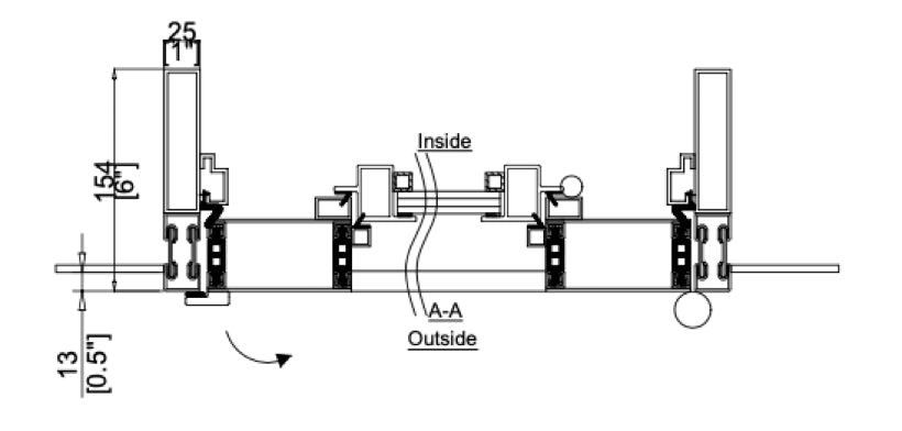 Iron Single Door with Thermal Break (Outswing) Cut Sheet Top View