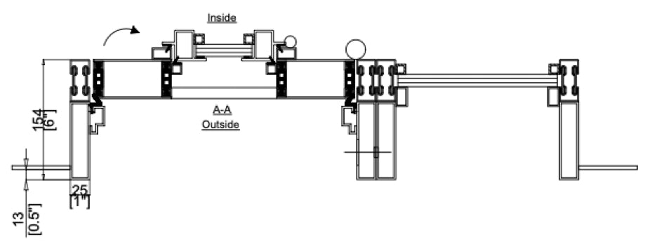 Iron Single Door with Thermal Break and One Side Window (Inswing) Cut Sheet Top View