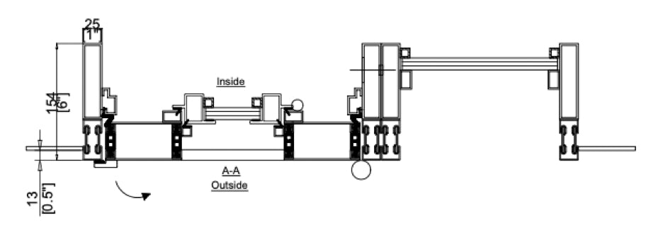 Iron Single Door with Thermal Break and One Side Windows (Outswing) Cut Sheet Top View