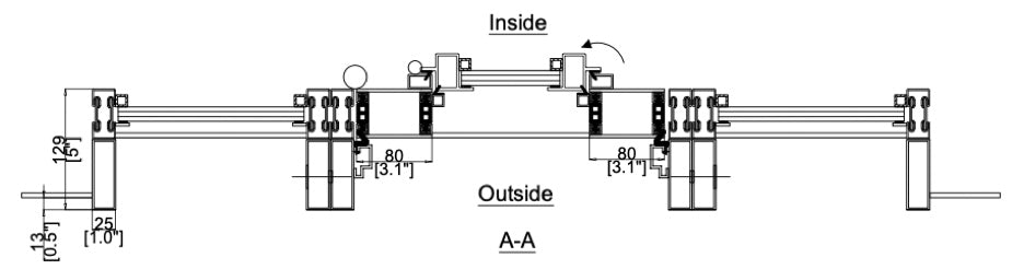 Iron Single Door with Thermal Break and Side Windows (Inswing) Cut Sheet Top View