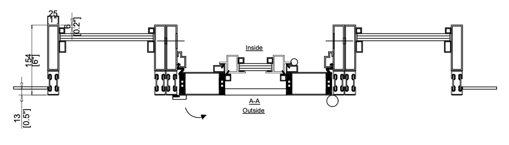 Iron Single Door with Thermal Break and Side Windows (Outswing) Cut Sheet Top View
