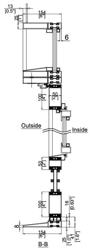 Iron Single Door with Thermal Break and Top Window (Inswing) Cut Sheet Side View