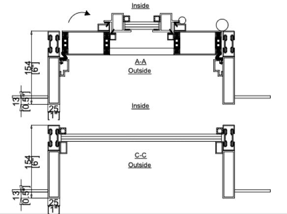 Iron Single Door with Thermal Break and Top Window (Inswing) Cut Sheet Top View