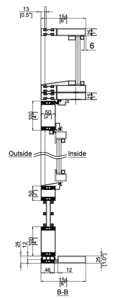 Iron Single Door with Thermal Break and Top Window (Outswing) Cut Sheet Side View