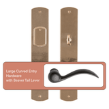 Large Curved Entry Hardware for Double Doors with Beaver Tail Lever