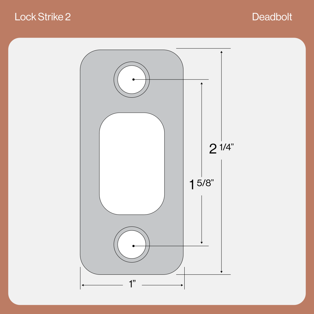 Strike plate for deadbolt lockset with measurements.