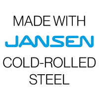 Jansen logo with text: Made with Jansen Cold-Rolled Steel