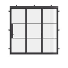 Load image into Gallery viewer, Modern black steel folding doors with glass