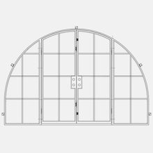 Load image into Gallery viewer, Diagram of PINKYS Air 5 w/ Sidelights Double Full Arch steel door