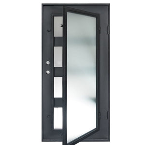 Showing back glass open on PINKYS Air 19 single flat iron door with 3 horizontal bars running throughout the design