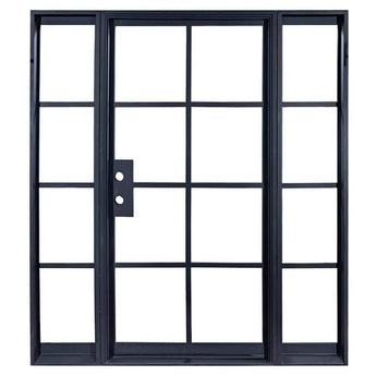 PINKYs Air 5 w/ Sidelights Single Flat Top steel door that can be used for entry doors, patio and french doors, back or side steel doors, and even as steel room dividers.