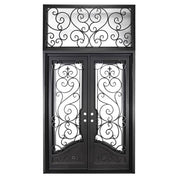 Beverly hinged french swing door with flat top window and thermal barrie.